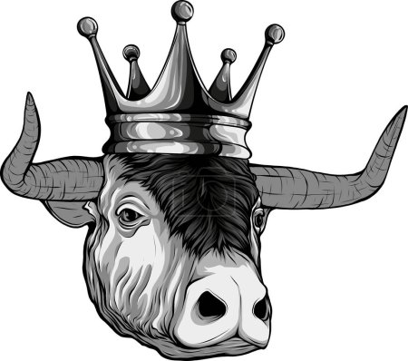 Illustration for Illustration of a head of a bull with a crown - Royalty Free Image