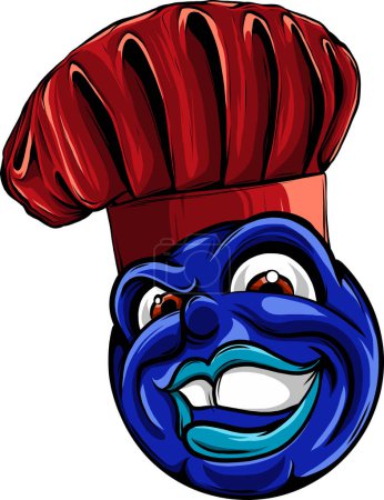 Téléchargez les illustrations : Un chef ou cuisinier émoticône visage de dessin animé dans le chapeau des chefs - en licence libre de droit