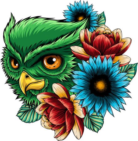Illustration for Cartoon owl head vector illustration - Royalty Free Image