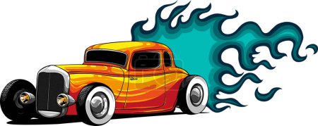 Illustration for Draw of hot rod car vector illustration - Royalty Free Image
