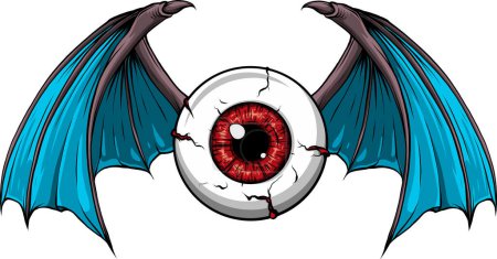 Ilustración vectorial del globo ocular volador del tatuaje