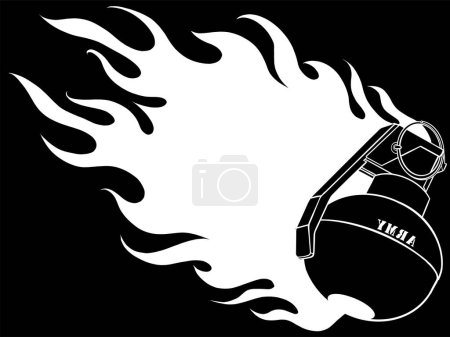 Ilustración de Ilustración vectorial de granada con llamas Ilustración vectorial - Imagen libre de derechos