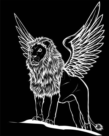 Ilustración de Ilustración de León alado en vector - Imagen libre de derechos