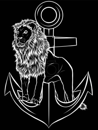 Téléchargez les illustrations : Illustration de lion avec motif d'ancre - en licence libre de droit