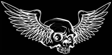 Téléchargez les illustrations : Illustration du crâne avec des ailes - en licence libre de droit