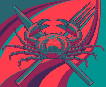 Illustration for Illustration of crab on colored background - Royalty Free Image
