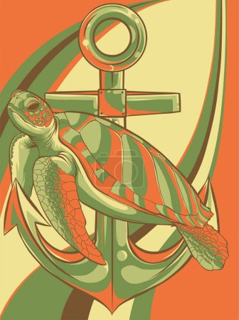 Téléchargez les illustrations : Cartoon Tortue de mer. Illustration d'Eretmochelys Imbricata - en licence libre de droit