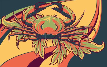 Illustration for Illustration of crab on colored background - Royalty Free Image