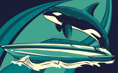 Téléchargez les illustrations : Illustration vectorielle de saut d'orque d'esprit d'épaulard - en licence libre de droit