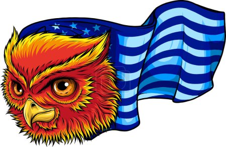 Illustration for Illustration of owl with american flag - Royalty Free Image