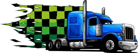 Téléchargez les illustrations : Illustration de semi camion avec drapeau de course - en licence libre de droit