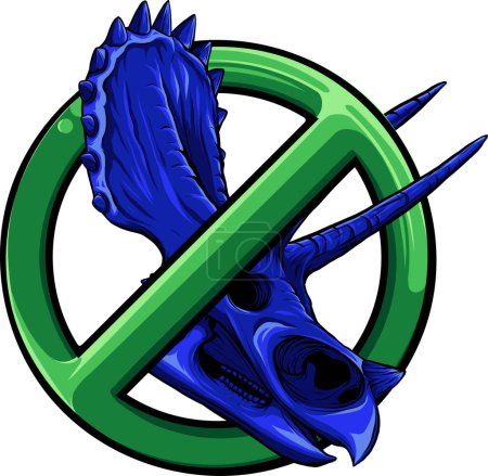 Illustration for No Dinosaur or No Triceratops Sign on White Background - Royalty Free Image