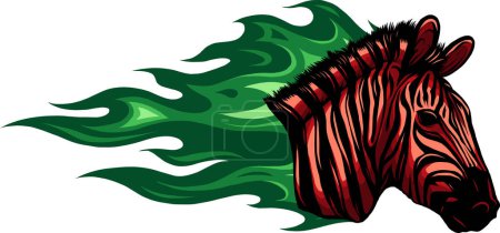 Illustration for Zebra head with flames Vector illustration - Royalty Free Image