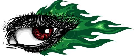 Illustration for Woman eye with fire and flames vector - Royalty Free Image