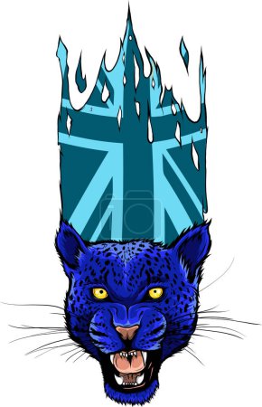 Illustration for Illustration of leopard head with british flag - Royalty Free Image