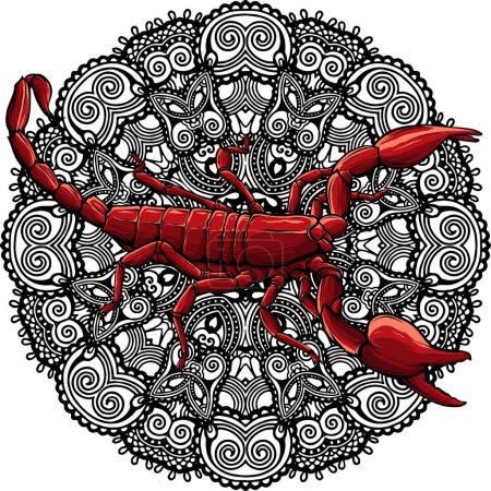 Téléchargez les illustrations : Illustration vectorielle de Scorpion avec Mandala - en licence libre de droit