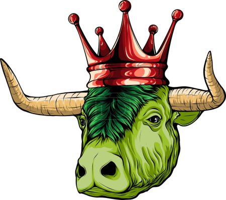Illustration for Illustration of a head of a bull with a crown - Royalty Free Image