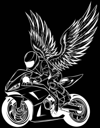Illustration for Motorcycle Black and White Vector - Royalty Free Image