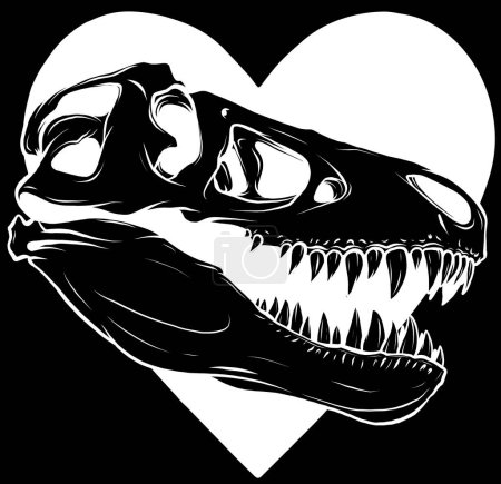 Illustration for Dinosaur head in black and white outline - Royalty Free Image