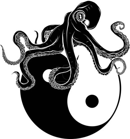 Ilustración de Logo Monocromo Pulpo de Mar Profundo - Imagen libre de derechos