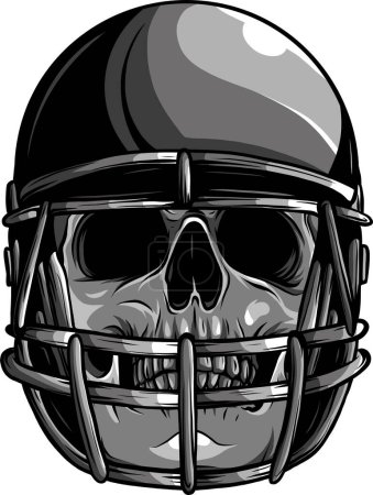 Skull in the football helmet. Vector vintage illustration