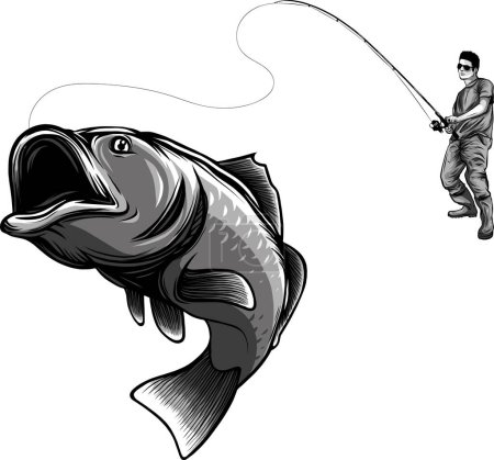 Illustration for Fishing logo template. Design elements for logo, label, emblem, sign Vector illustration - Royalty Free Image