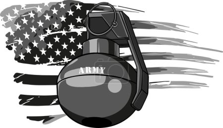 Ilustración de Vector de una granada de mano en blanco y negro - Imagen libre de derechos