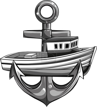 Illustration for Vector illustration, monochrome sea anchor icon isolated on white background. Simple shape for design logo, emblem, symbol, sign, badge, label, stamp. - Royalty Free Image