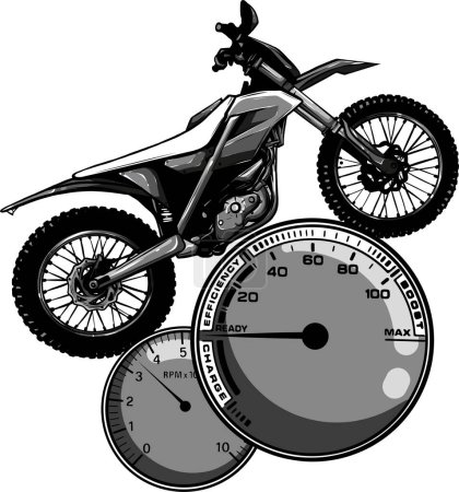 illustration of monochrome motocross on white background