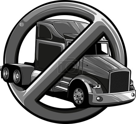 Illustration for Monochrome semi truck vector illustration - Royalty Free Image
