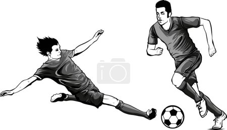 Soccer player kicking ball. Vector illustration
