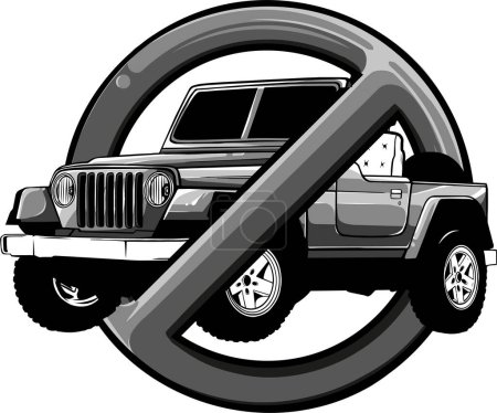 Monochrome symbol of ban car off road
