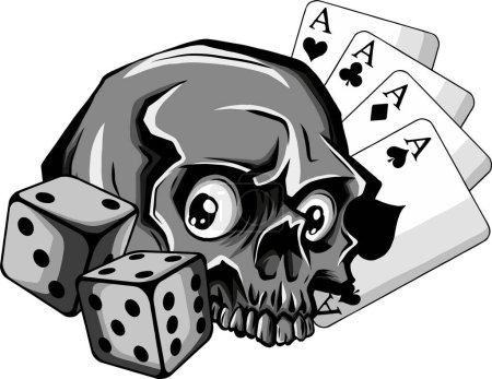 Pokerkarten mit Totenkopf, Vektorillustration