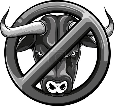 prohibited sign of bull head on white background