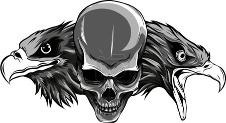 ilustración de dos águila cabeza con cráneo