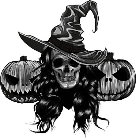 Halloween-Kürbis mit Totenköpfen, Vektor Illustration Art