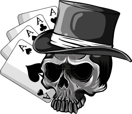 Cartes de poker avec crâne, illustration vectorielle
