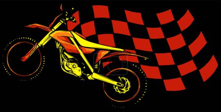 ilustración vectorial de motocross y bandera de raza
