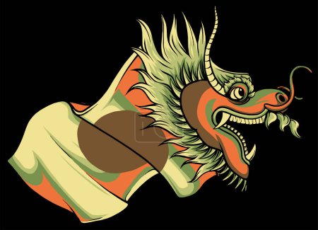 Japanese dragon illustration with Japanese
