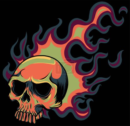 Skull on Fire with Flames Vector