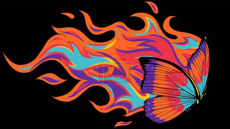 Illustration of a butterfly made of fire