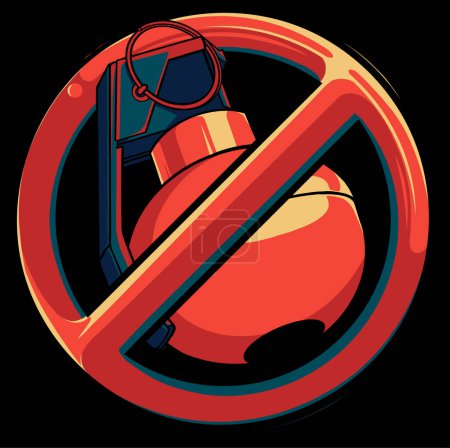 Bomb ban outline vector icon. No war. Prohibition sign. Restriction symbol. Detonation blast. Attention concept. Warning element. Explosion. Dynamite. Isolated vector illustration.