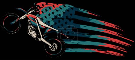 Motocross sport con bandera americana
