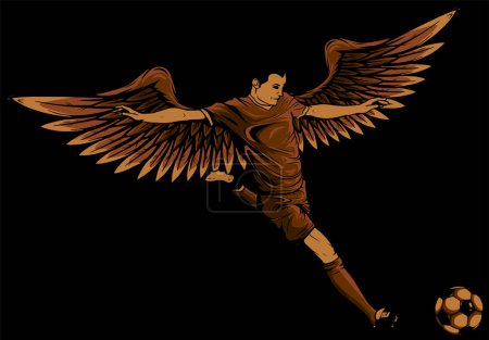 illustration of Soccer player with wing and ball