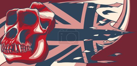 Illustration des Affenschädels mit der Flagge des Vereinigten Königreichs