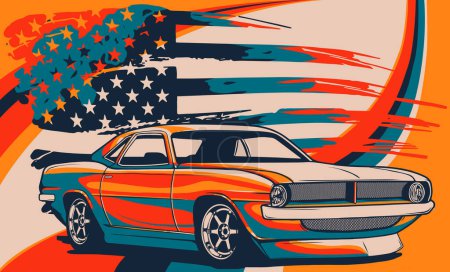 graphic design illustration of an American muscle car