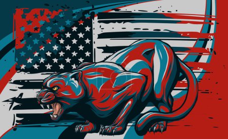 ilustración de puma con bandera americana