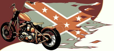 ilustración de motocicletas con bandera rebelde confederada