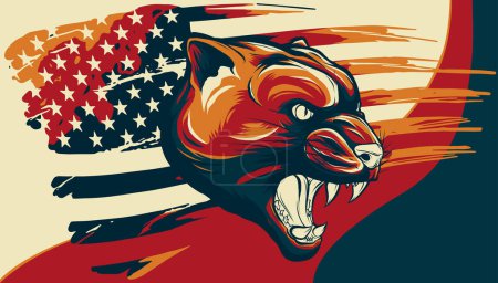 ilustración de puma con bandera americana