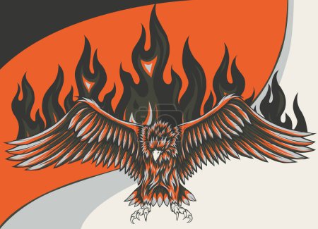 vector illustration of eagle with flames